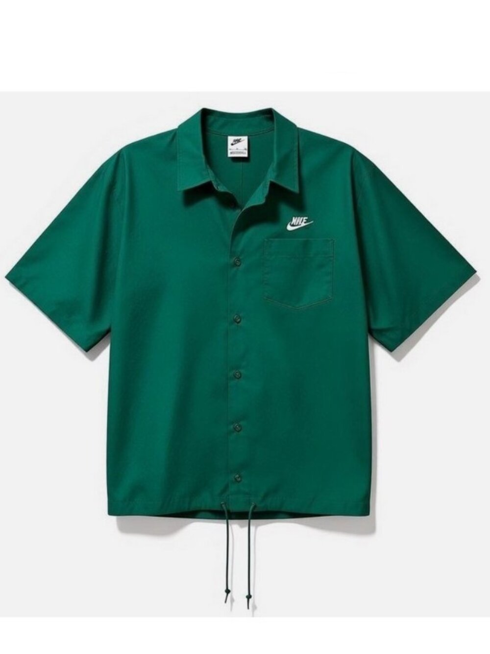 Nike Club Oxford Short-Sleeve Button-Up Shirt Green Men's Small FN3902-365 Loose